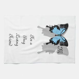 Blue Backed Butterfly Shadow Monogram Theedoek