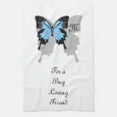 Blue Backed Butterfly Shadow Monogram Theedoek (Verticaal)