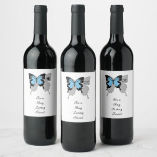 Blue Backed Butterfly Shadow Monogram Wijn Etiket