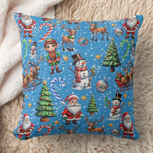 Blue Background Christmas Decorative Pattern Kussen (Creator heeft geüpload)