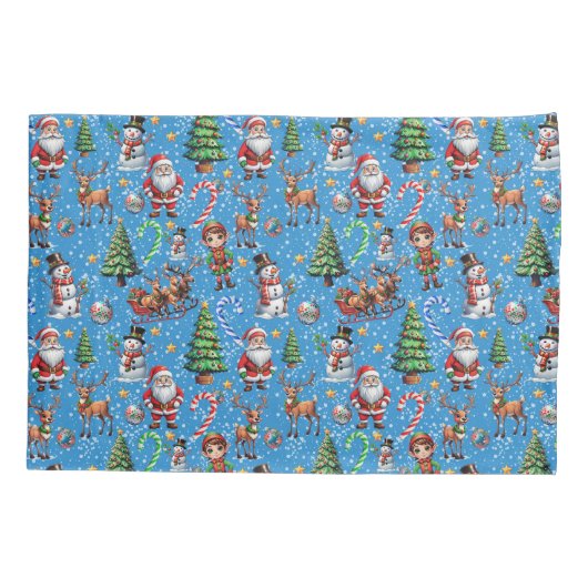 Blue Background Christmas Decorative Pattern Kussensloop (Achterkant)