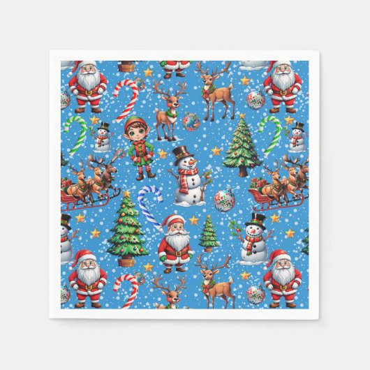 Blue Background Christmas Decorative Pattern Servet (Voorkant)