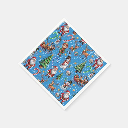 Blue Background Christmas Decorative Pattern Servet (Hoek)