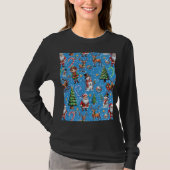 Blue Background Christmas Decorative Pattern T-shirt (Voorkant)