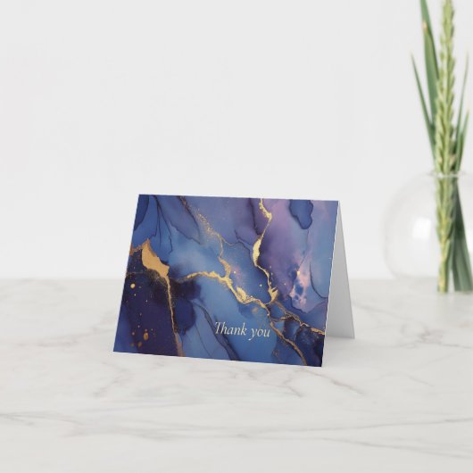 Blue background with gold streaks and dots bedankkaart (Voorkant)