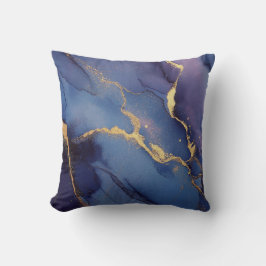 Blue background with gold streaks and dots kussen