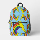 Blue Backpack With Rainbows and Lightning Bolts Bedrukte Rugzak (Voorkant)