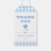 Blue Backyard BBQ Baby shower Dank u wel Cadeaulabel (Voorkant)