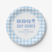Blue Backyard BBQ Baby shower Papieren Bordje (Voorkant)