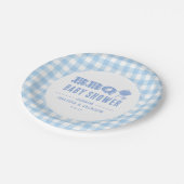 Blue Backyard BBQ Baby shower Papieren Bordje (Gekanteld)