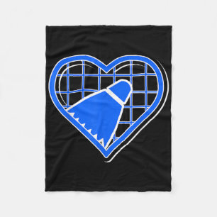 Blue Badminton Heart voor badmintonliefhebbers Fleece Deken