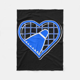 Blue Badminton Heart voor badmintonliefhebbers Fleece Deken