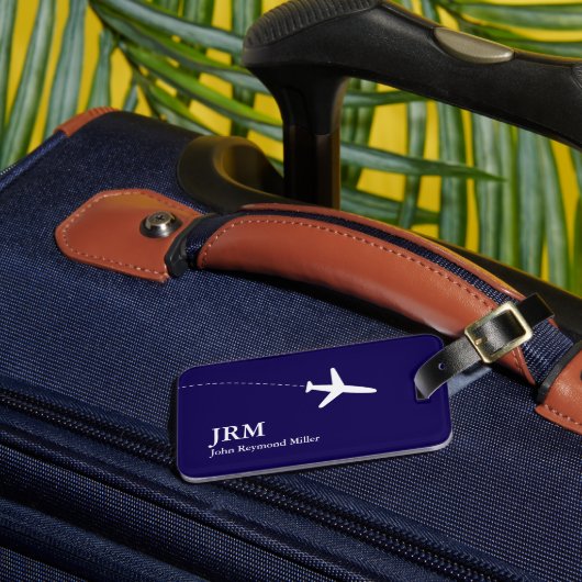 Blue BagTag voor vliegtuigbagage Bagagelabel (Voorkant Insitu 3)