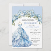 Blue Ball Gown Blue Floral Quinceañera |  Kaart (Voorkant)