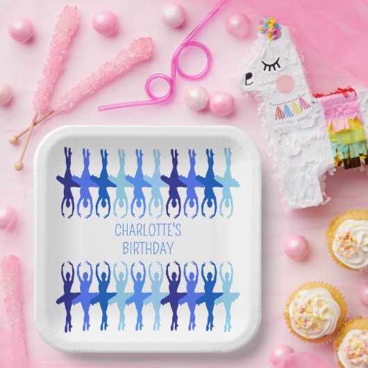 Blue Ballerina Group Silhouettes Personalized Papieren Bordje (Feest)