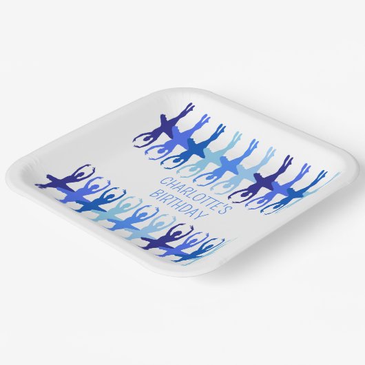 Blue Ballerina Group Silhouettes Personalized Papieren Bordje (Gebogen)