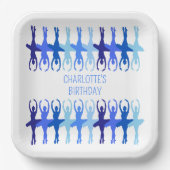 Blue Ballerina Group Silhouettes Personalized Papieren Bordje (Voorkant)