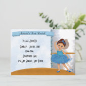 Blue Ballerina Invitation Kaart (Staand voorkant)