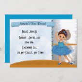 Blue Ballerina Invitation Kaart (Voorkant / Achterkant)