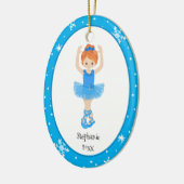 Blue Ballerina Snowflakes Persoonlijke kerstmis Keramisch Ornament (Links)