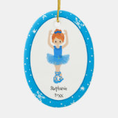 Blue Ballerina Snowflakes Persoonlijke kerstmis Keramisch Ornament (Voorkant)