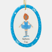 Blue Ballerina Snowflakes Persoonlijke kerstmis Keramisch Ornament (Achterkant)
