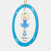 Blue Ballerina Snowflakes Persoonlijke kerstmis Keramisch Ornament (Links)