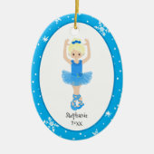 Blue Ballerina Snowflakes Persoonlijke kerstmis Keramisch Ornament (Voorkant)