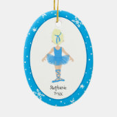 Blue Ballerina Snowflakes Persoonlijke kerstmis Keramisch Ornament (Achterkant)