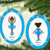 Blue Ballerina Snowflakes Persoonlijke kerstmis Keramisch Ornament