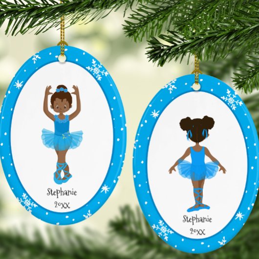 Blue Ballerina Snowflakes Persoonlijke kerstmis Keramisch Ornament