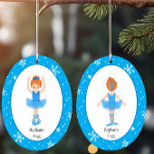 Blue Ballerina Snowflakes Persoonlijke kerstmis Keramisch Ornament