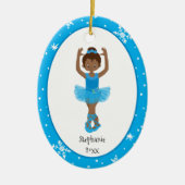 Blue Ballerina Snowflakes Persoonlijke kerstmis Keramisch Ornament (Voorkant)