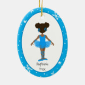 Blue Ballerina Snowflakes Persoonlijke kerstmis Keramisch Ornament (Achterkant)