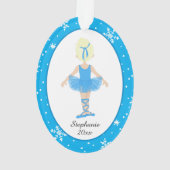 Blue Ballerina Snowflakes Persoonlijke kerstmis Ornament (achterkant)