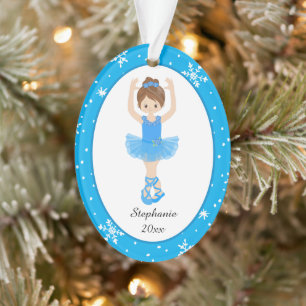 Blue Ballerina Snowflakes Persoonlijke kerstmis Ornament