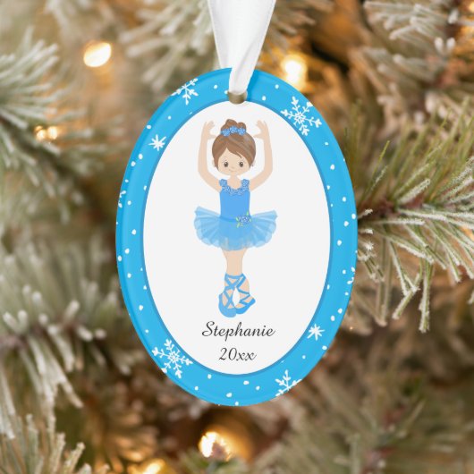 Blue Ballerina Snowflakes Persoonlijke kerstmis Ornament (Boom)