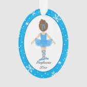 Blue Ballerina Snowflakes Persoonlijke kerstmis Ornament (achterkant)