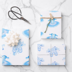 Blue Ballet Birthday Tutu & Pointe Shoes Inpakpapier Vel