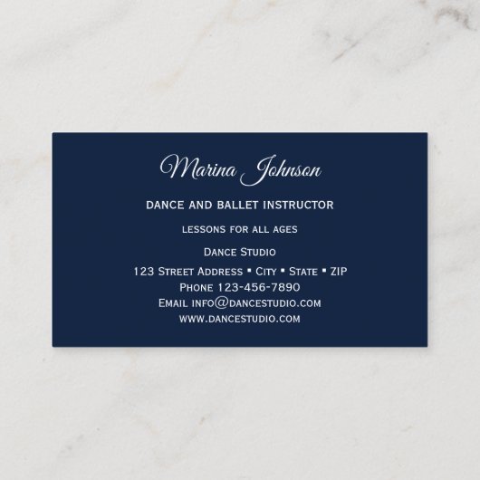 Blue Ballet Modern Dance Visitekaartje (Achterkant)