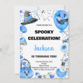 Blue Ballon Halloween Verjaardag Uitnodigingen (Voorkant)