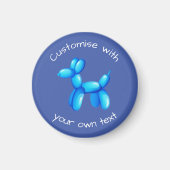 Blue Balloon Animal Dog Custom Text Magneet (Voorkant)