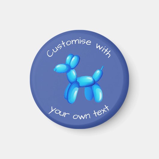 Blue Balloon Animal Dog Custom Text Magneet (Voorkant)