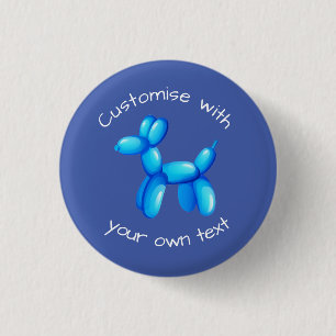 Blue Balloon Animal Dog Ronde Button 3,2 Cm