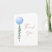 Blue Balloon Baby Boy Waterverf Bedankkaart (Voorkant)