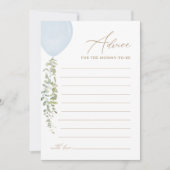 Blue Balloon Baby shower Advies Kaart (Voorkant)