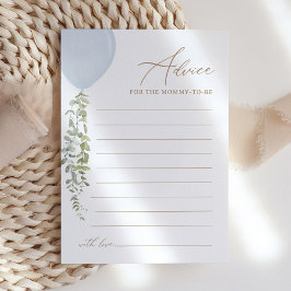 Blue Balloon Baby shower Advies Kaart