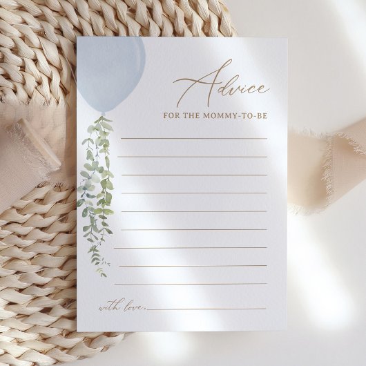 Blue Balloon Baby shower Advies Kaart