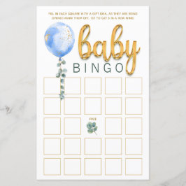 Blue Balloon Baby shower Bingo Game Kaart