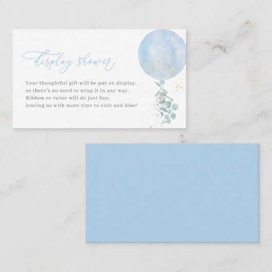 Blue Balloon Baby shower Display Shower Kaart Plaatskaartje (Voorkant / Achterkant)